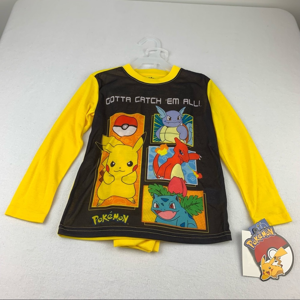 POKEMON 2-Piece Pajama Set XS 4/5 Long Sleeve Pants Pikachu Boys Flame Resistant